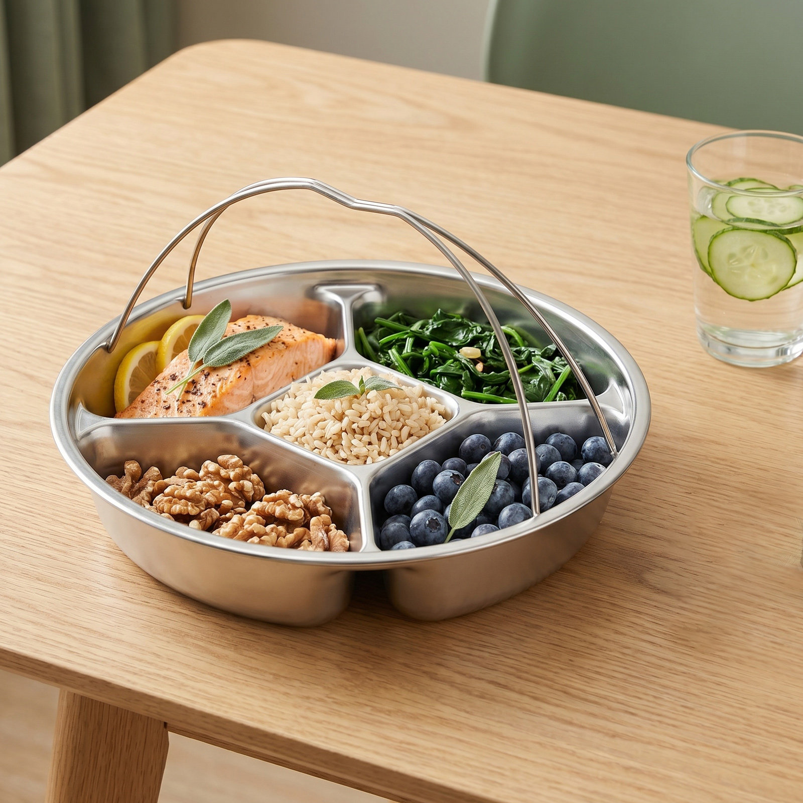 Bandeja de servir em aço inoxi - Healthy Snacks Food avaliação e preço