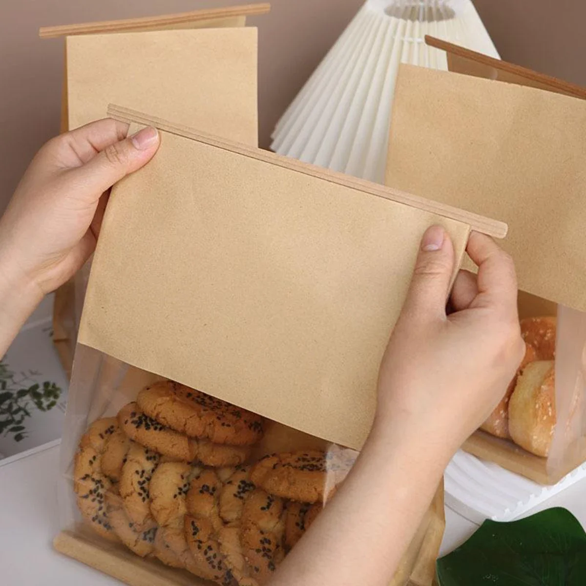 10 pçs papel kraft com janela  - Cookies Pack avaliação e preço