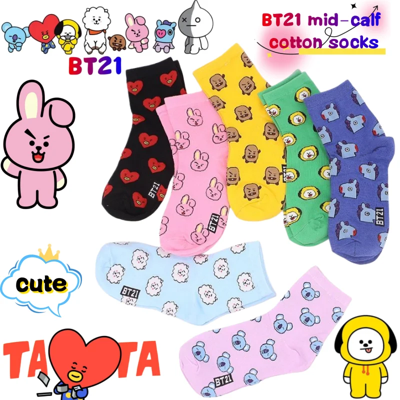 Meias de cano médio BT21 Koya  - Cookies Pack avaliação e preço